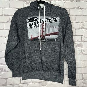 San Francisco Mens Gray Golden Gate Bridge Hoodie Sweatshirt Size Medium